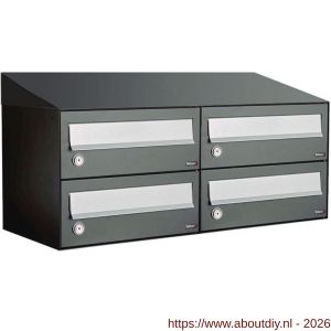 Allux Hive set postkast staal verzinkt gepoedercoat 2-breed 2-hoog met dak antraciet - A11201350 - afbeelding 1