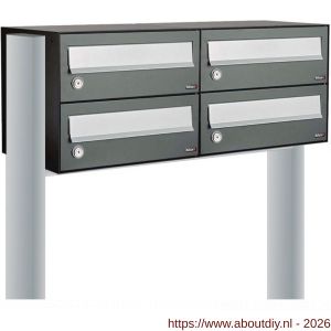 Allux Hive set postkast staal verzinkt gepoedercoat 2-breed 2-hoog op statief antraciet - A11201352 - afbeelding 1