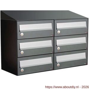 Allux Hive set postkast staal verzinkt gepoedercoat 2-breed 3-hoog met dak antraciet - A11201354 - afbeelding 1