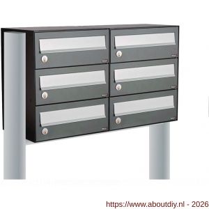 Allux Hive set postkast staal verzinkt gepoedercoat 2-breed 3-hoog op statief antraciet - A11201356 - afbeelding 1