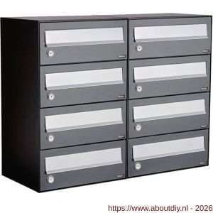 Allux Hive set postkast staal verzinkt gepoedercoat 2-breed 4-hoog antraciet - A11201357 - afbeelding 1