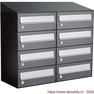 Allux Hive set postkast staal verzinkt gepoedercoat 2-breed 4-hoog met dak antraciet - A11201358 - afbeelding 1