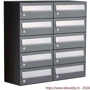 Allux Hive set postkast staal verzinkt gepoedercoat 2-breed 5-hoog antraciet - A11201361 - afbeelding 1