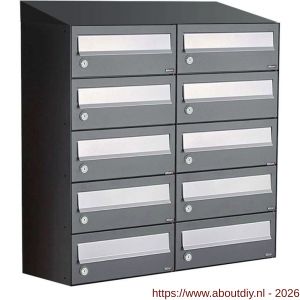 Allux Hive set postkast staal verzinkt gepoedercoat 2-breed 5-hoog met dak antraciet - A11201362 - afbeelding 1