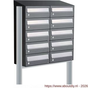 Allux Hive set postkast staal verzinkt gepoedercoat 2-breed 5-hoog met dak op statief antraciet - A11201363 - afbeelding 1