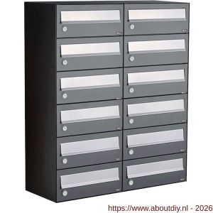 Allux Hive set postkast staal verzinkt gepoedercoat 2-breed 6-hoog antraciet - A11201365 - afbeelding 1
