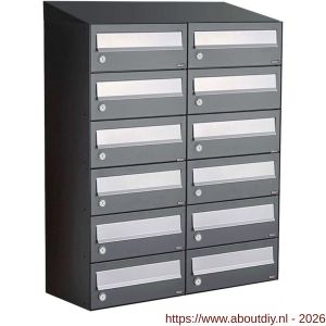 Allux Hive set postkast staal verzinkt gepoedercoat 2-breed 6-hoog met dak antraciet - A11201366 - afbeelding 1