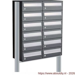 Allux Hive set postkast staal verzinkt gepoedercoat 2-breed 6-hoog op statief antraciet - A11201368 - afbeelding 1