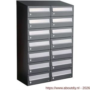 Allux Hive set postkast staal verzinkt gepoedercoat 2-breed 7-hoog met dak antraciet - A11201370 - afbeelding 1