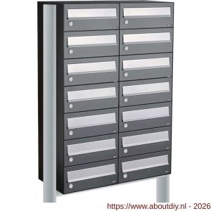 Allux Hive set postkast staal verzinkt gepoedercoat 2-breed 7-hoog op statief antraciet - A11201372 - afbeelding 1