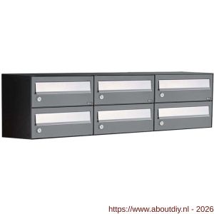 Allux Hive set postkast staal verzinkt gepoedercoat 3-breed 2-hoog antraciet - A11201373 - afbeelding 1
