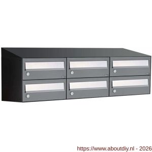 Allux Hive set postkast staal verzinkt gepoedercoat 3-breed 2-hoog met dak antraciet - A11201374 - afbeelding 1