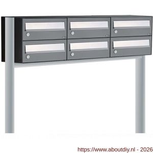 Allux Hive set postkast staal verzinkt gepoedercoat 3-breed 2-hoog op statief antraciet - A11201376 - afbeelding 1