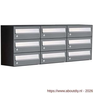 Allux Hive set postkast staal verzinkt gepoedercoat 3-breed 3-hoog antraciet - A11201377 - afbeelding 1
