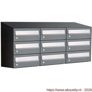Allux Hive set postkast staal verzinkt gepoedercoat 3-breed 3-hoog met dak antraciet - A11201378 - afbeelding 1