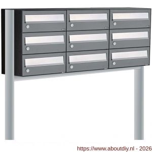 Allux Hive set postkast staal verzinkt gepoedercoat 3-breed 3-hoog op statief antraciet - A11201380 - afbeelding 1