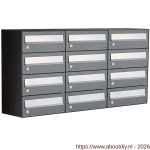 Allux Hive set postkast staal verzinkt gepoedercoat 3-breed 4-hoog antraciet - A11201381 - afbeelding 1