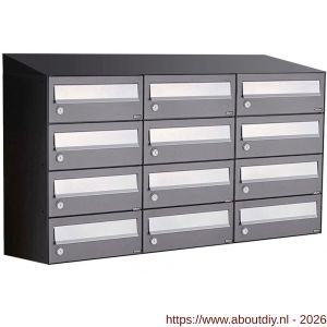 Allux Hive set postkast staal verzinkt gepoedercoat 3-breed 4-hoog met dak antraciet - A11201382 - afbeelding 1