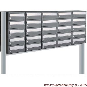 Allux Hive set postkast staal verzinkt gepoedercoat 5-breed 5-hoog op statief antraciet - A11201436 - afbeelding 1