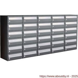 Allux Hive set postkast staal verzinkt gepoedercoat 5-breed 6-hoog antraciet - A11201437 - afbeelding 1