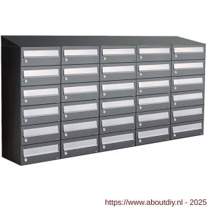 Allux Hive set postkast staal verzinkt gepoedercoat 5-breed 6-hoog met dak antraciet - A11201438 - afbeelding 1