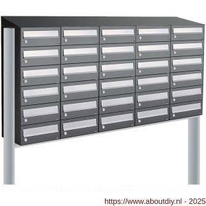 Allux Hive set postkast staal verzinkt gepoedercoat 5-breed 6-hoog met dak op statief antraciet - A11201439 - afbeelding 1