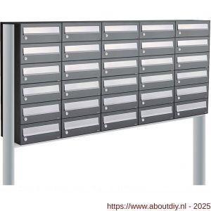 Allux Hive set postkast staal verzinkt gepoedercoat 5-breed 6-hoog op statief antraciet - A11201440 - afbeelding 1