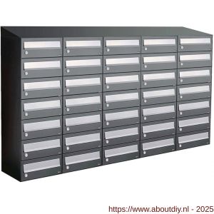 Allux Hive set postkast staal verzinkt gepoedercoat 5-breed 7-hoog met dak antraciet - A11201442 - afbeelding 1