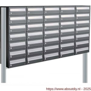 Allux Hive set postkast staal verzinkt gepoedercoat 5-breed 7-hoog op statief antraciet - A11201444 - afbeelding 1