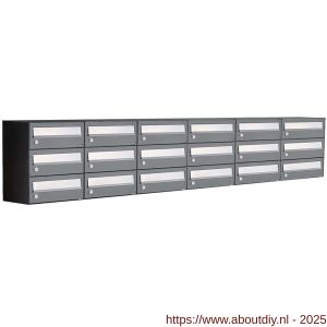 Allux Hive set postkast staal verzinkt gepoedercoat 6-breed 3-hoog antraciet - A11201449 - afbeelding 1