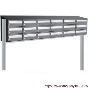Allux Hive set postkast staal verzinkt gepoedercoat 6-breed 3-hoog met dak op statief antraciet - A11201451 - afbeelding 1