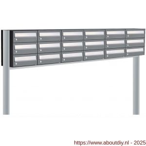Allux Hive set postkast staal verzinkt gepoedercoat 6-breed 3-hoog op statief antraciet - A11201452 - afbeelding 1