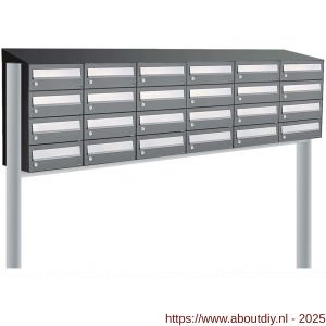 Allux Hive set postkast staal verzinkt gepoedercoat 6-breed 4-hoog met dak op statief antraciet - A11201455 - afbeelding 1