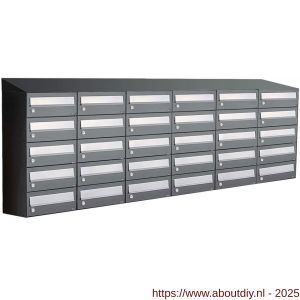 Allux Hive set postkast staal verzinkt gepoedercoat 6-breed 5-hoog met dak antraciet - A11201458 - afbeelding 1