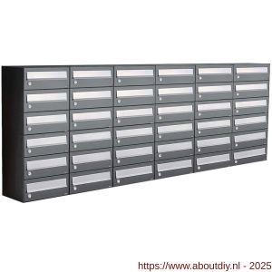 Allux Hive set postkast staal verzinkt gepoedercoat 6-breed 6-hoog antraciet - A11201461 - afbeelding 1