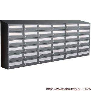 Allux Hive set postkast staal verzinkt gepoedercoat 6-breed 6-hoog met dak antraciet - A11201462 - afbeelding 1