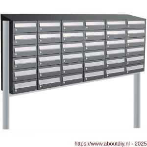 Allux Hive set postkast staal verzinkt gepoedercoat 6-breed 6-hoog met dak op statief antraciet - A11201463 - afbeelding 1