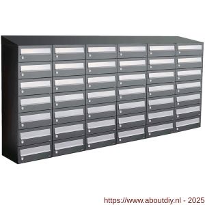 Allux Hive set postkast staal verzinkt gepoedercoat 6-breed 7-hoog met dak antraciet - A11201466 - afbeelding 1