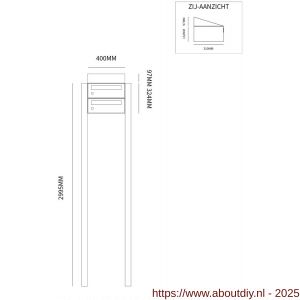 Allux Hive set postkast staal verzinkt gepoedercoat 1-breed 2-hoog met dak op statief zwart - A11201471 - afbeelding 2