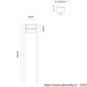 Allux Hive set postkast staal verzinkt gepoedercoat 1-breed 2-hoog op statief zwart - A11201472 - afbeelding 2