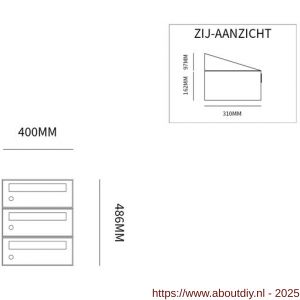 Allux Hive set postkast staal verzinkt gepoedercoat 1-breed 3-hoog zwart - A11201473 - afbeelding 2