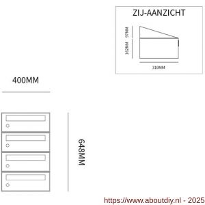 Allux Hive set postkast staal verzinkt gepoedercoat 1-breed 4-hoog zwart - A11201477 - afbeelding 2