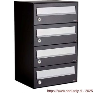 Allux Hive set postkast staal verzinkt gepoedercoat 1-breed 4-hoog zwart - A11201477 - afbeelding 1