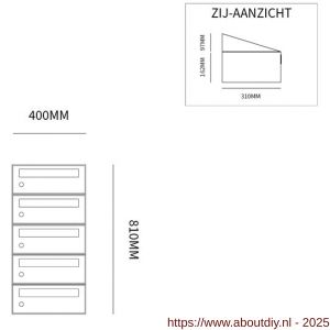 Allux Hive set postkast staal verzinkt gepoedercoat 1-breed 5-hoog zwart - A11201481 - afbeelding 2