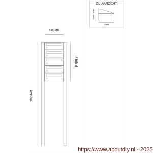Allux Hive set postkast staal verzinkt gepoedercoat 1-breed 5-hoog op statief antraciet - A11201340 - afbeelding 2
