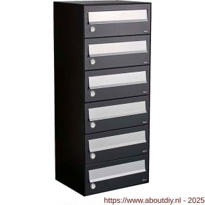 Allux Hive set postkast staal verzinkt gepoedercoat 1-breed 6-hoog zwart - A11201485 - afbeelding 1