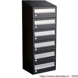 Allux Hive set postkast staal verzinkt gepoedercoat 1-breed 6-hoog met dak zwart - A11201486 - afbeelding 1