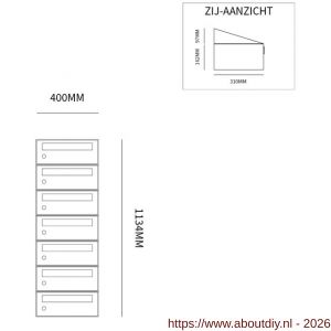 Allux Hive set postkast staal verzinkt gepoedercoat 1-breed 7-hoog antraciet - A11201345 - afbeelding 2