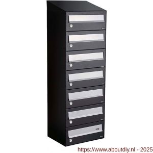 Allux Hive set postkast staal verzinkt gepoedercoat 1-breed 7-hoog met dak zwart - A11201490 - afbeelding 1