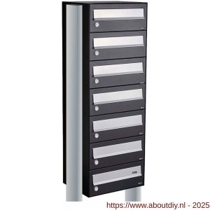Allux Hive set postkast staal verzinkt gepoedercoat 1-breed 7-hoog op statief zwart - A11201492 - afbeelding 1